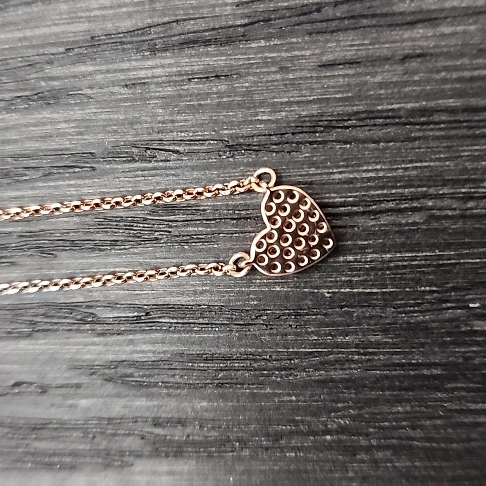 Kate Spade Yours Truly Pave Heart Mini Pendant Necklace Clear Rose Gold - Picture 15 of 16